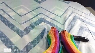 Foot Fetish with Sexy Colored Stockings - 3 image