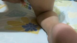 Stepson returns from the beach with a very hard cock and I help him run, I masturbate in front of him