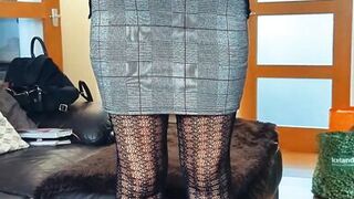 Your 53 year old mature step-aunt in her favourite short tight skirt and open pussy pantyhose.