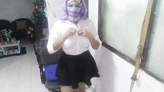 Real Hot Arab MILF In School Outfit Masturbates And Squirts To Orgasm In Niqab While Husband Away