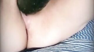 My wife fucks herself with a cucumber.