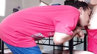 Stepdad interrupts my work, old pervert makes me suck dick, don't squirt your cum in my mouth!