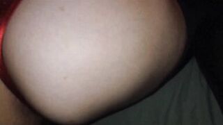 1453 - French Slut, in Red Satin Lingerie (Sexy Nightie and Thong), Fucked Doggystyle in her Spandex Pants