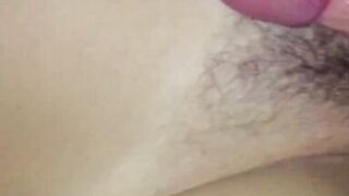 Fuck my wife hairy pussy POV and cum all over her pussy hair in slowmotion - 7 image