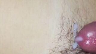 Fuck my wife hairy pussy POV and cum all over her pussy hair in slowmotion - 8 image