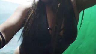 Sinful stepdaughter seduces her stepfather with homemade porn and a very sexy leather lingerie, I am very horny and with an immense desire to be fucked by a big penis