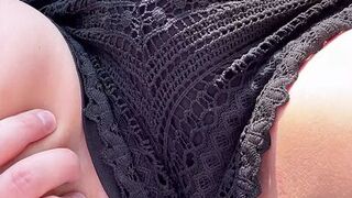 Wife fingered on the terrace - the foreplay