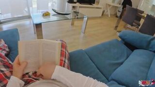 Stepmom accidentally sat on Stepson's dick and couldn't get off of him until he cum inside her