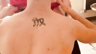 Licking on office chair