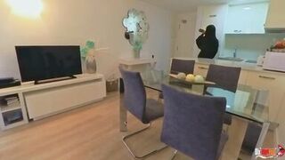 The stepmother accidentally sat on her stepson's penis and couldn't tear herself away from him until he filled her with sperm