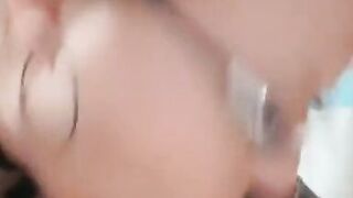 Got my big tits out and sucking cock