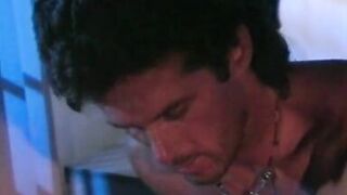 Busty brunette in fishnets gets anal in bed