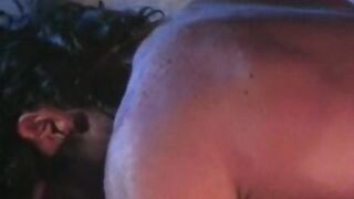 Busty brunette in fishnets gets anal in bed