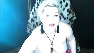 Beautiful mature bitch AimeeParadise is completely submissive to male will in a private show...