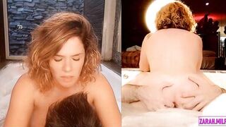 Intense female orgasm as she fucks a guy in a hot tub