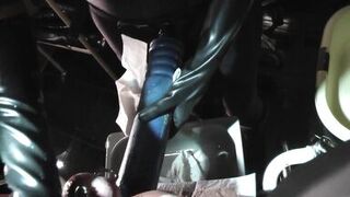 Rubbernurse Agnes- Hardcore pegging with five huge dildos