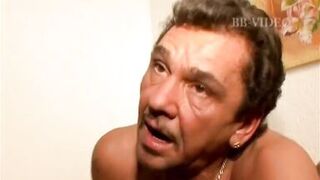 German milf fucking with one cock in her pussy and one in her throat during the threesome