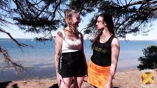 Arianna, a pretty brunette, has her first threesome