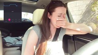 Trying not to cum too loud in the Starbucks Drive Thru!