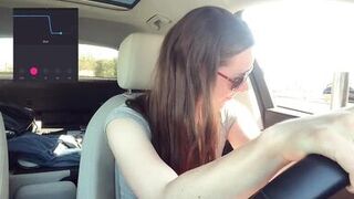 Trying not to cum too loud in the Starbucks Drive Thru!