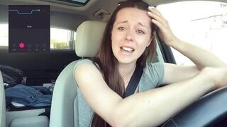 Trying not to cum too loud in the Starbucks Drive Thru!