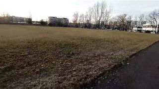 She pee through pants and flashing in a public park