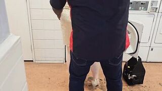 The service technician arrived to repair the laundry machines, but he thought servicing me was a better idea