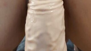 AMATEUR MILF rides the huge dildo - 14 image