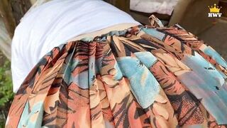 POV: Village vibe. Mature married MILF got stuck in the fence, a neighbor helped and fucked her.