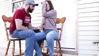 Milf squirting in jeans and HUGE squirt into a cup