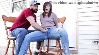 Milf squirting in jeans and HUGE squirt into a cup