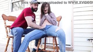 Milf squirting in jeans and HUGE squirt into a cup