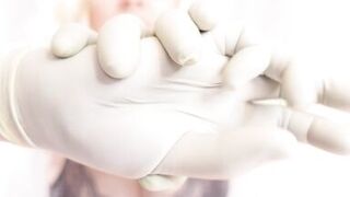 latex and nitrile medical gloves - suck dildo - cum to face - ahegao (Arya Grander)