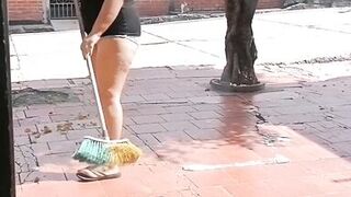 My perverted stepmother likes to clean in the street for the neighbor to see