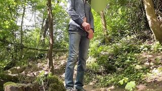 My fucking mother-in-law gives my dick a great handjob in nature