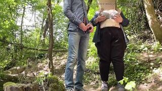 My fucking mother-in-law gives my dick a great handjob in nature