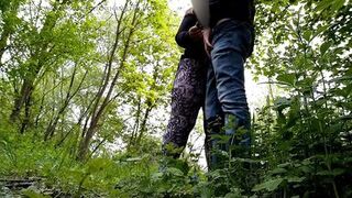 Sexy neighbor with a fat ass jerked me off in nature