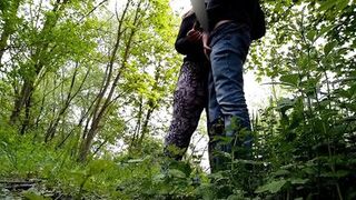 Sexy neighbor with a fat ass jerked me off in nature