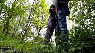 Sexy neighbor with a fat ass jerked me off in nature