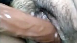 sexy hot bbw gets pleasure from her new sex toy a thick brown dildo that squirts cream out of her cute shaved pussy - 12 image