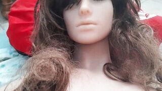 Italian guy fuck a sexy milf doll with huge tits