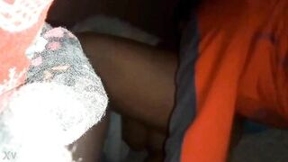 Wiping my cum from her pussy