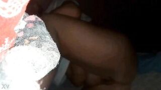 Wiping my cum from her pussy