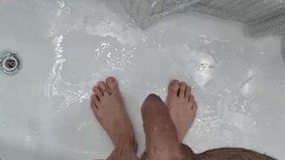 My stepmom came to my bathroom, I am naked and start jerk off cock, and she pretends that nothing happened but she look