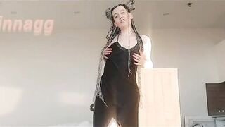 very hairy MILF GinnaGg erotically showcases hairy armpits and hairy pussy - 7 image