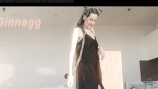 very hairy MILF GinnaGg erotically showcases hairy armpits and hairy pussy - 9 image