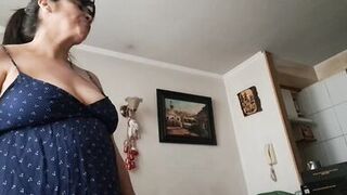 stepson asks stepmom to see her pussy and tits to give himself a handjob