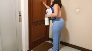 Stepmother and stepson share hot milk with morning cereal