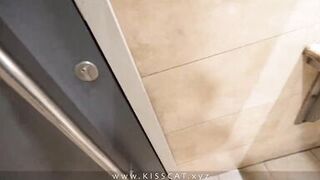 Why step son in public toilet with step mom? Stepmommy get risky cum in coffee - Kisscat - 14 image