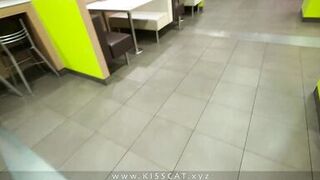 Why step son in public toilet with step mom? Stepmommy get risky cum in coffee - Kisscat - 4 image